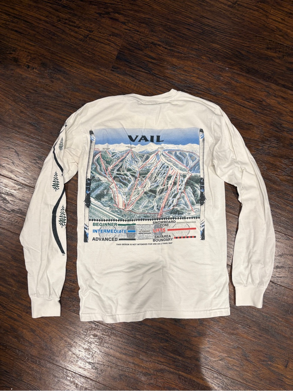 Gildan White Long Sleeve Ski Map Graphic Tee